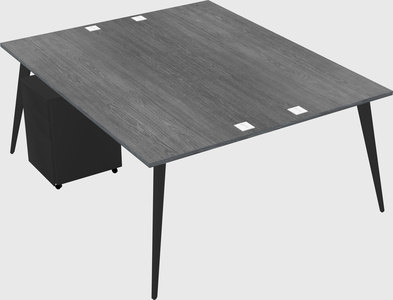 Shared rectangular office desk system