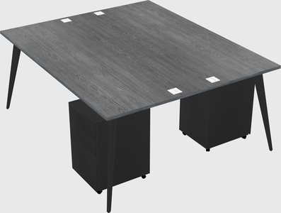 Shared rectangular office desk system