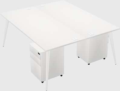 Shared rectangular office desk system