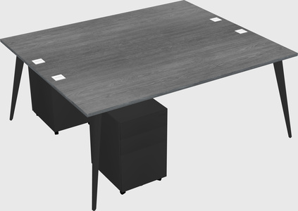 Shared rectangular office desk system