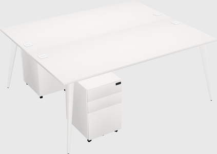 Shared rectangular office desk system