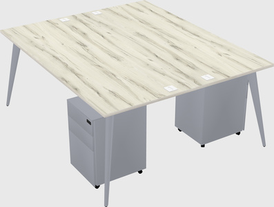 Shared rectangular office desk system