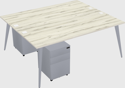 Shared rectangular office desk system