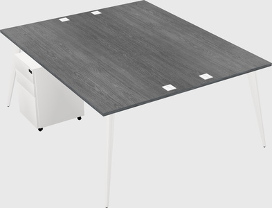 Shared rectangular office desk system