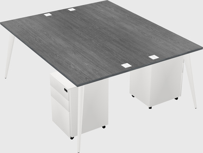 Shared rectangular office desk system