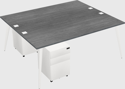 Shared rectangular office desk system