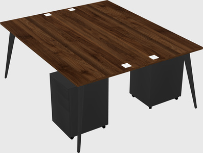Shared rectangular office desk system