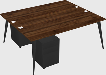 Shared rectangular office desk system