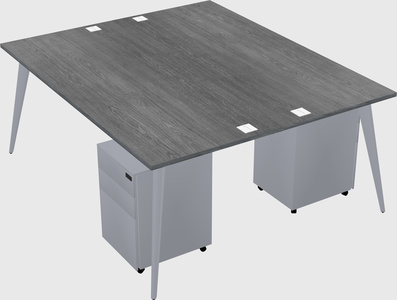 Shared rectangular office desk system
