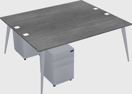 Shared rectangular office desk system