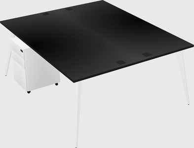 Shared rectangular office desk system