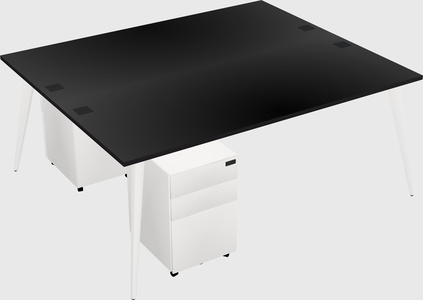 Shared rectangular office desk system