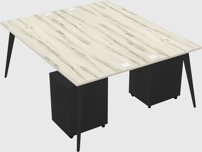Shared rectangular office desk system