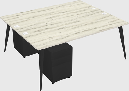 Shared rectangular office desk system