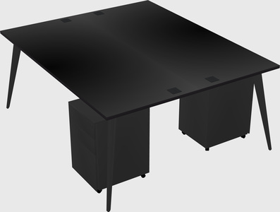 Shared rectangular office desk system