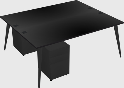 Shared rectangular office desk system