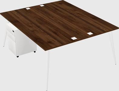 Shared rectangular office desk system