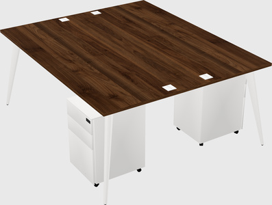 Shared rectangular office desk system
