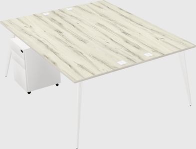 Shared rectangular office desk system