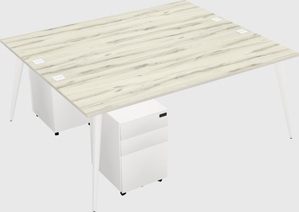 Shared rectangular office desk system