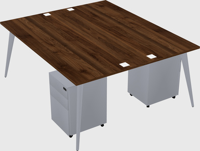 Shared rectangular office desk system