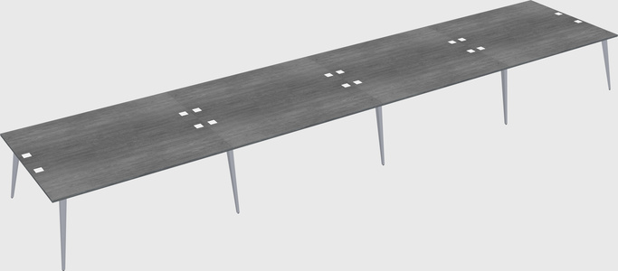 Shared rectangular office desk system
