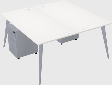 Shared rectangular office desk system
