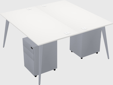 Shared rectangular office desk system