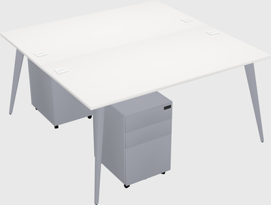 Shared rectangular office desk system