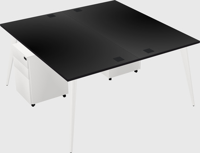 Shared rectangular office desk system