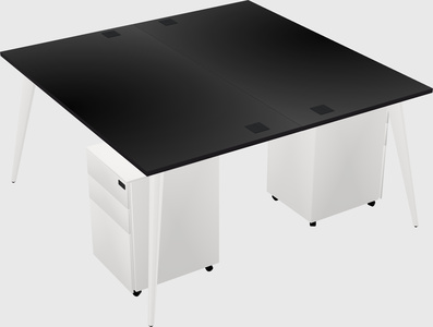 Shared rectangular office desk system