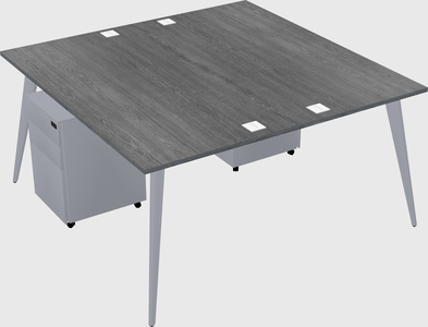 Shared rectangular office desk system
