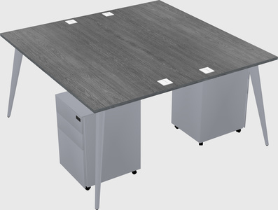 Shared rectangular office desk system