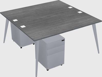 Shared rectangular office desk system