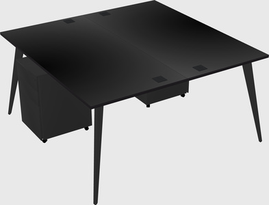 Shared rectangular office desk system