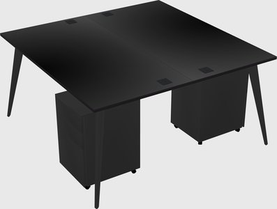 Shared rectangular office desk system