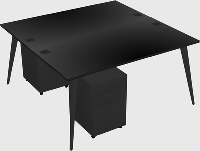 Shared rectangular office desk system