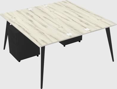 Shared rectangular office desk system