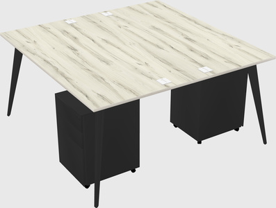 Shared rectangular office desk system