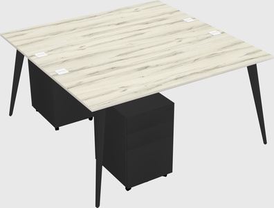 Shared rectangular office desk system
