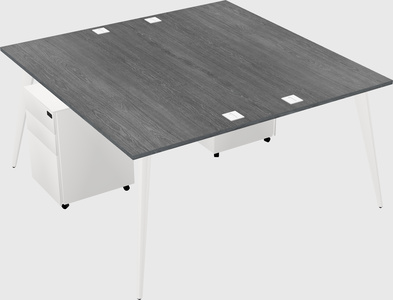 Shared rectangular office desk system