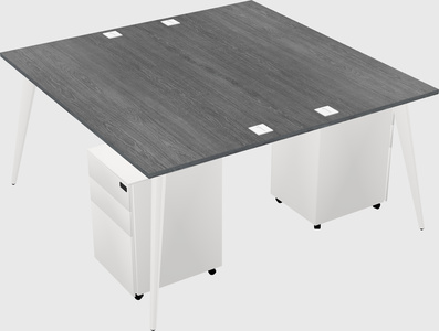 Shared rectangular office desk system