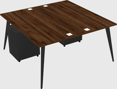 Shared rectangular office desk system