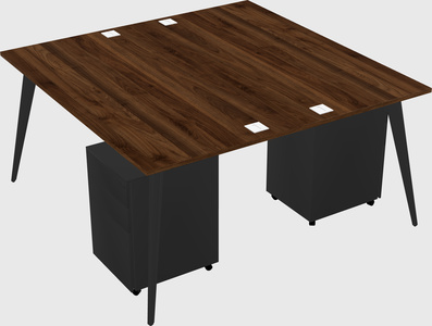 Shared rectangular office desk system