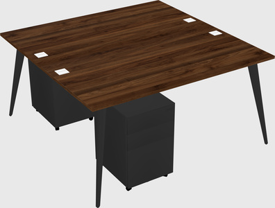 Shared rectangular office desk system