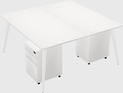 Shared rectangular office desk system