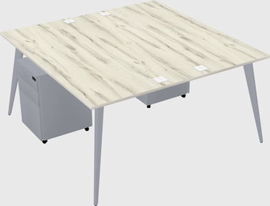 Shared rectangular office desk system