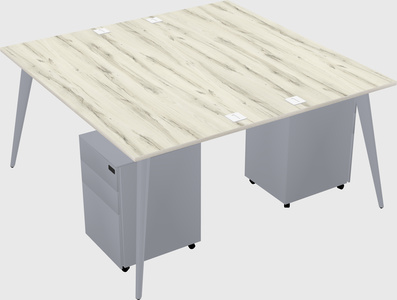 Shared rectangular office desk system