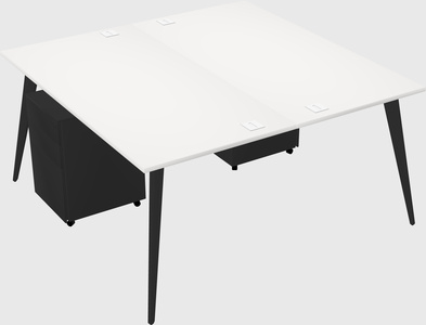 Shared rectangular office desk system