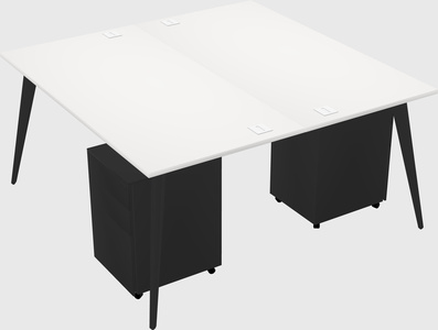 Shared rectangular office desk system